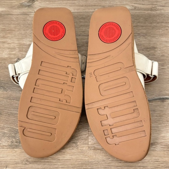 Fitflop Remi Toe Post Thongs Urban White Leather Adjustable Sandals Women’s 11 - Picture 12 of 15